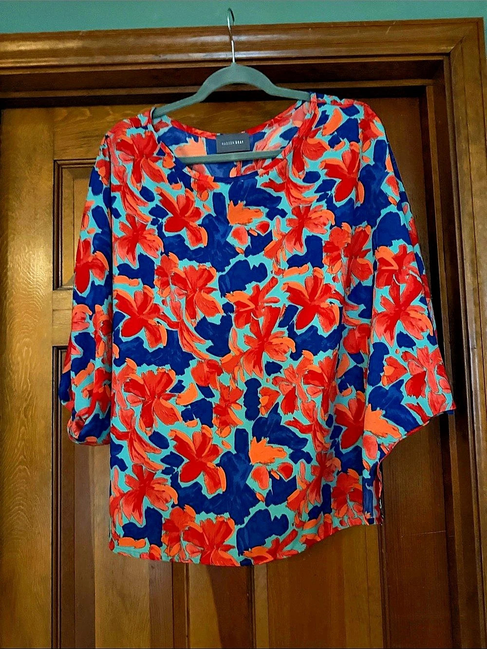 Hudson Gray Floral Blouse in Blue & Red Like New